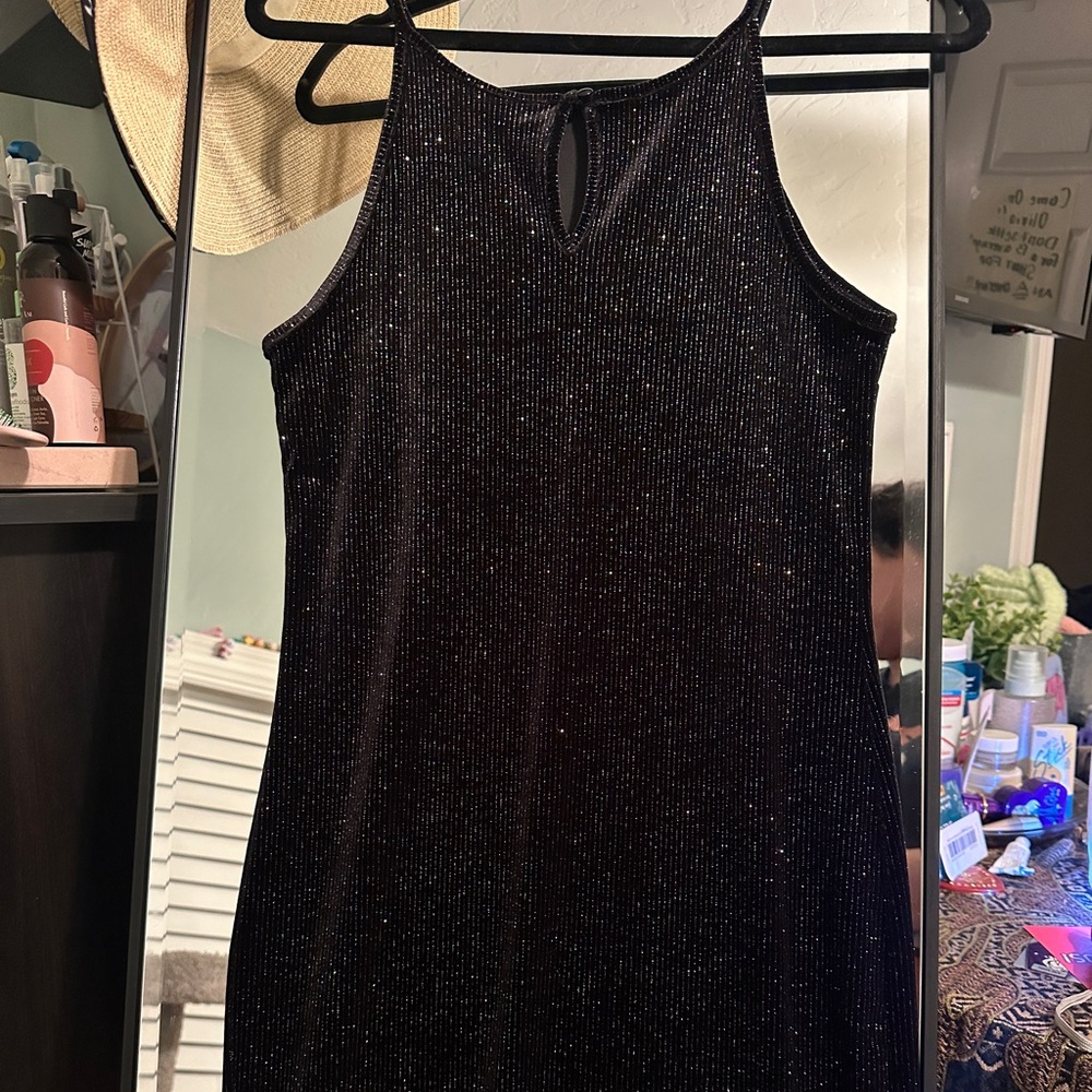 Wild Fable Black Rainbow Sparkle Sleeveless Ribbed Mini Dress - Picture 8 of 12